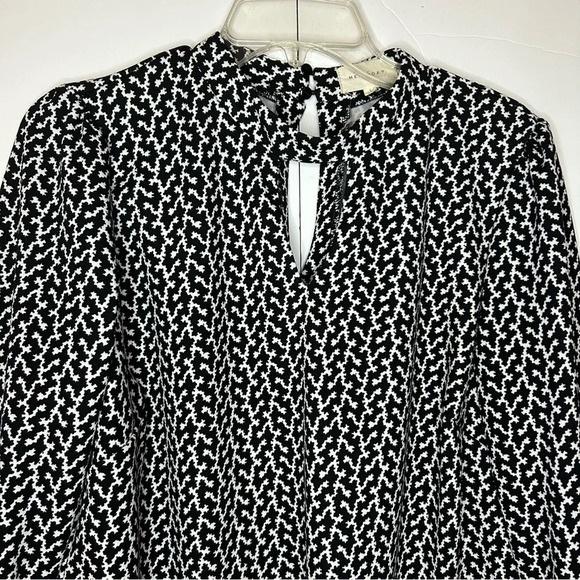 Melloday black white Shirt keyhole women’s size large - Picture 2 of 8